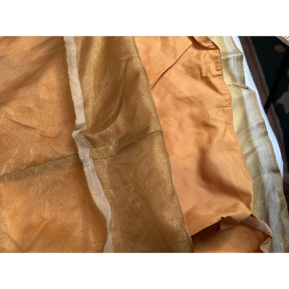 Vintage Homemade Crushed Gold Velvet Hostess Dress 50s 60s Sheer organza? Maxi - Picture 7 of 9